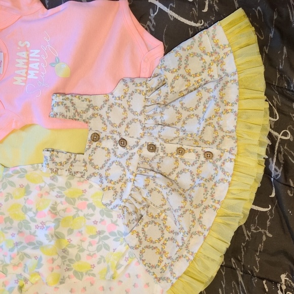 Little Lass 5 PC Multicolor Floral Dress w/Yellow Ruffle/4 Bodysuit 3/6 M - Picture 12 of 12